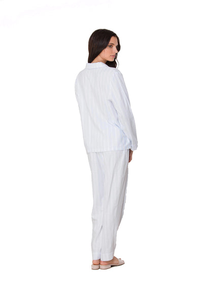 4 BUTTON STRIPED PAJAMA SET