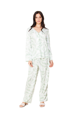 ONE SPIRIT COLLARLESS LEAF PAJAMA SET