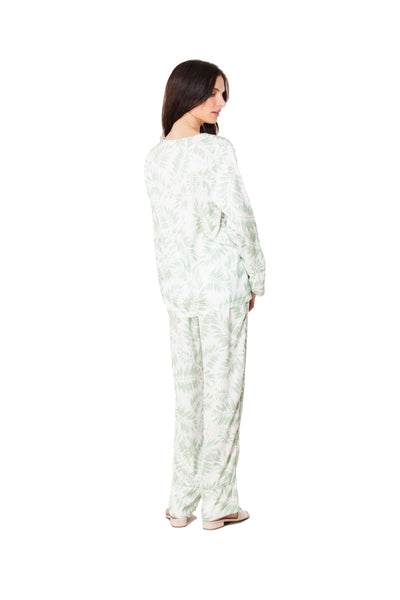 ONE SPIRIT COLLARLESS LEAF PAJAMA SET