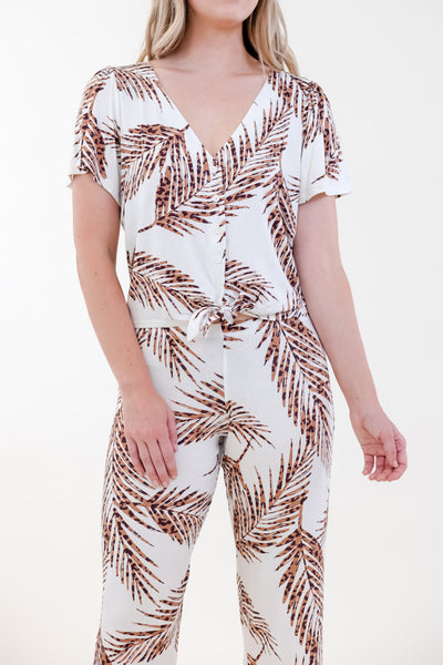 FLEUR FRONT TIE PAJAMA SET