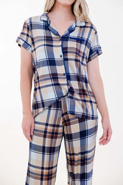 BROWN PLAID PAJAMA SET