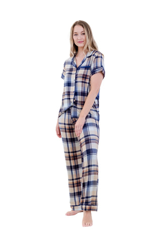 BROWN PLAID PAJAMA SET