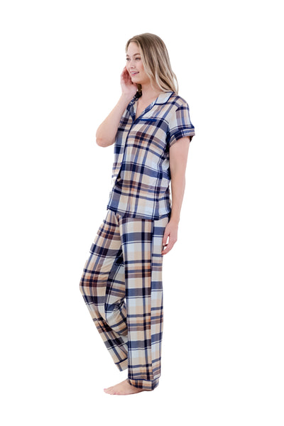 BROWN PLAID PAJAMA SET