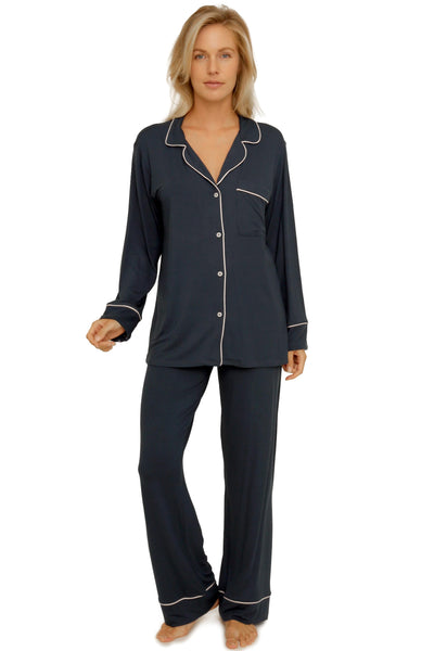 LONG SLEEVE PIPING MODAL PAJAMA SET