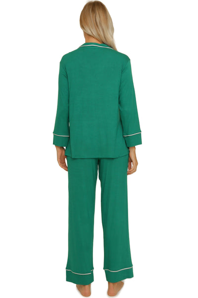 LONG SLEEVE PIPING RAYON PAJAMA SET