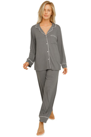 LONG SLEEVE PIPING MODAL PAJAMA SET