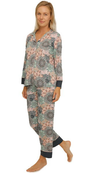 LONG SLEEVE PIPING MODAL PAJAMA SET