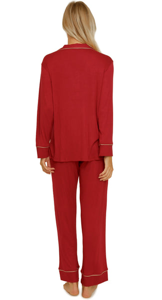 LONG SLEEVE PIPING RAYON PAJAMA SET