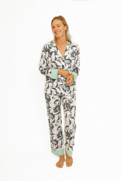 LONG SLEEVE PIPING MODAL PAJAMA SET