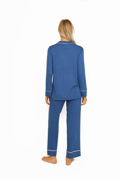 LONG SLEEVE PIPING RAYON PAJAMA SET