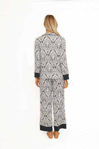 LONG SLEEVE PIPING MODAL PAJAMA SET
