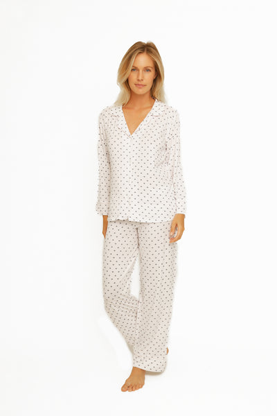 LONG SLEEVE PIPING MODAL PAJAMA SET