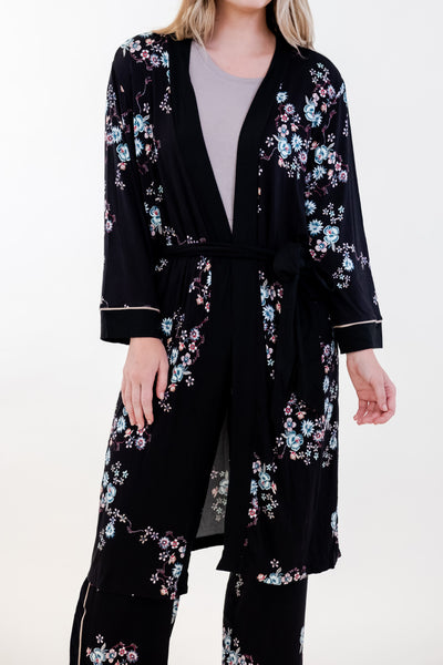 FLORAL LONG WRAP ROBE
