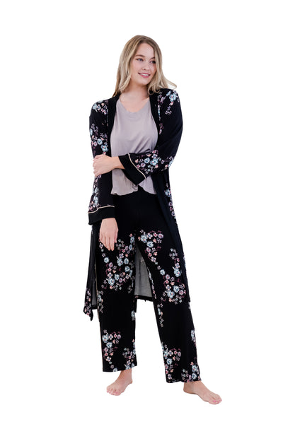 FLORAL LONG WRAP ROBE