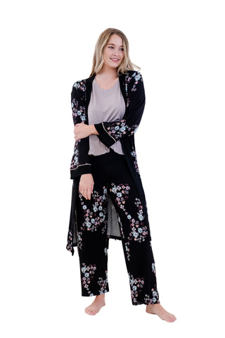 FLORAL LONG WRAP ROBE