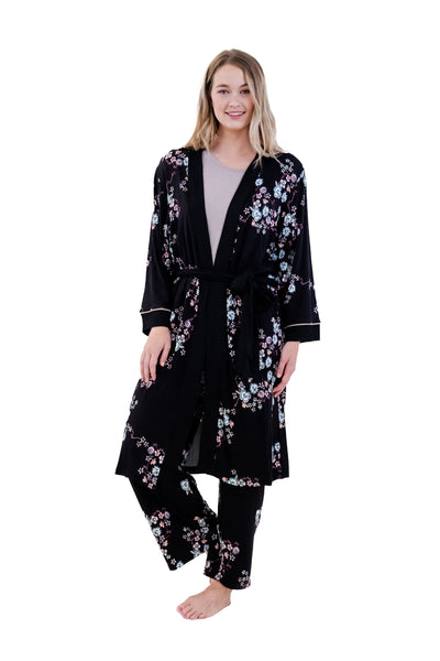 FLORAL LONG WRAP ROBE