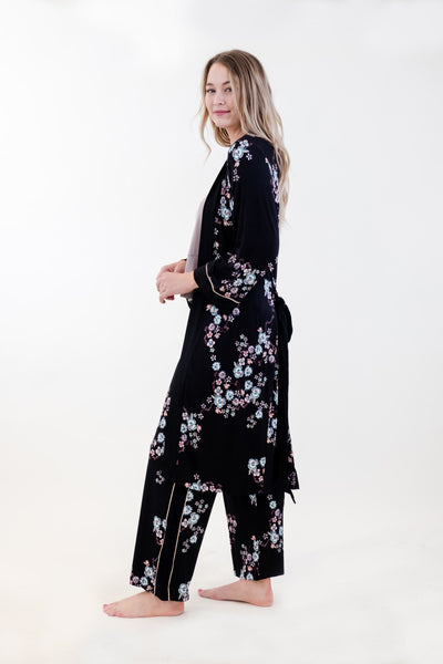 FLORAL LONG WRAP ROBE