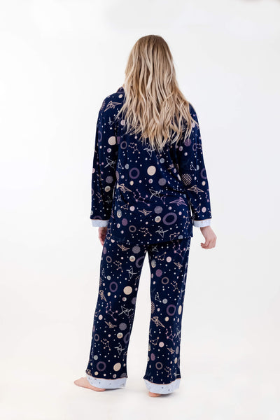 NAVY POLYGONAL LONG PAJAMA SET