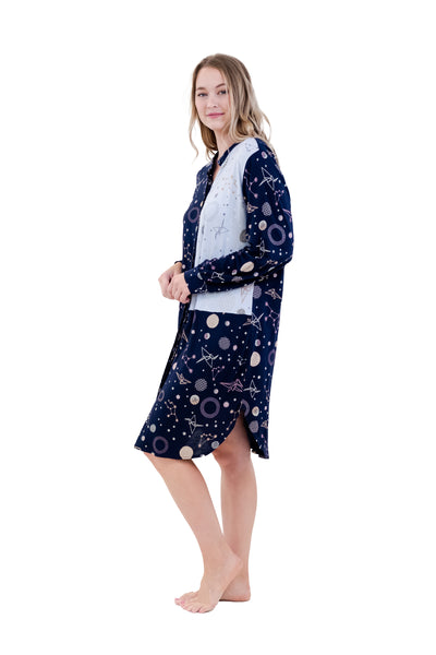 DUAL PRINT MANDARIN COLLAR DRESS